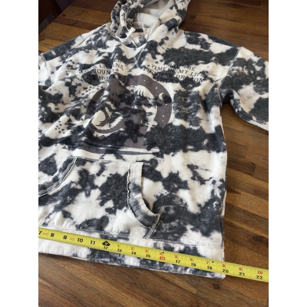Hollister Hoodie Women's Medium Tie Dye Cotton Sweatshirt Black White‎ Dragon - Picture 13 of 16